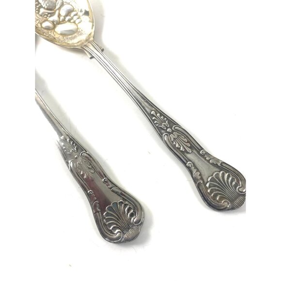 Vintage SilverPlated Salad Serving Set Floral Design Sheffield England and Roger - Picture 3 of 5